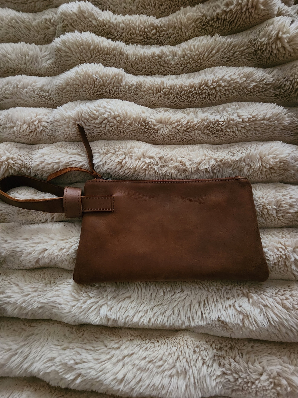 ABLE Rachel Genuine Leather Wristlet Pouch — Cognac Brown (Retail $98) - Picture 3 of 5